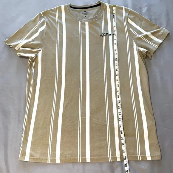 Two Hollister Men T-shirts Striped Beige Burgundy Size XL Short Sleeves - Picture 2 of 12